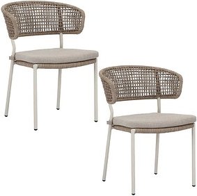 BEST Gartenstuhl mit Armlehnen Spitz sand, Metall, 2 St.