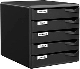 AKTION: LEITZ Schubladenbox Post-Set schwarz 52930095, DIN A4 mit 5 Schubladen mit Prämie nach Registrierung