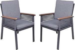 Thumbnail - Garden Pleasure Gartenstühle mit Armlehnen DENIA grau, Metall, 2 St.