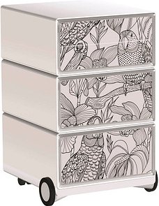 PAPERFLOW easyBox Tropical Rollcontainer weiß, bunt 62471 4 Auszüge 39,0 x 43,6 x 64,2 cm