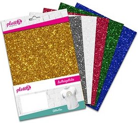 plottiX GlitterFlex Aufbügelfolie farbsortiert Effekt-Folie 20,0 x 30,0 cm, 6 St.