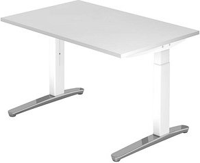 HAMMERBACHER VXB012 höhenverstellbarer Schreibtisch weiß quadratisch, C-Fuß-Gestell weiß 120,0 x 80,0 cm