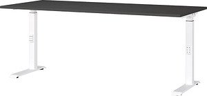 GERMANIA DOWNEY höhenverstellbarer Schreibtisch grafit rechteckig, C-Fuß-Gestell weiß 180,0 x 80,0 cm
