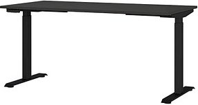 GERMANIA Mailand höhenverstellbarer Schreibtisch grafit rechteckig, T-Fuß-Gestell schwarz 160,0 x 80,0 cm