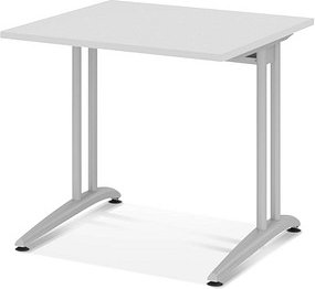 Thumbnail - HAMMERBACHER Altus Schreibtisch lichtgrau quadratisch, C-Fuß-Gestell silber 80,0 x 80,0 cm