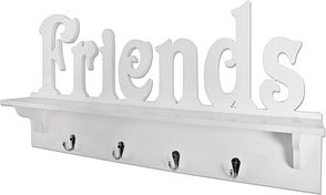 HAKU Möbel Wandgarderobe 28305 weiß Holz 4 Haken 60,0 x 30,0 cm