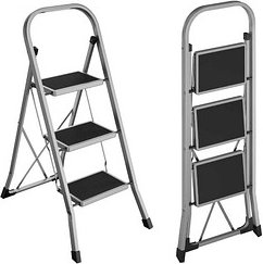 SONGMICS Klapptritt grau 3 Stufen, H: 105,0 cm