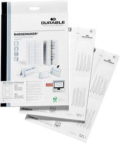 DURABLE Einsteckschilder für Namensschilder Badgemaker 10,0 x 5,2 cm, 40 St.