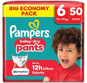 Pampers® Windeln baby-dry™ BIG ECONOMY PACK Gr. 6 (13-19 kg) für Kids und Teens, 50 St.