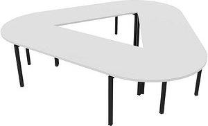 Thumbnail - Quadrifoglio Konferenztisch Idea+ weiß Trapezform, Vierkantrohr grau, 320,0 x 298,0 x 74,0 cm