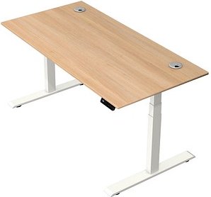 Thumbnail - Kerkmann Move 2 Plus elektrisch höhenverstellbarer Schreibtisch eiche hell rechteckig, T-Fuß-Gestell weiß 160,0 x 80,0 c...