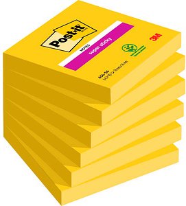 Post-it® Super Sticky Notes Haftnotizen extrastark 654-S6 gelb, 6 Blöcke