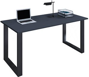 VCM my office Lona Schreibtisch anthrazit rechteckig, U-Fuß-Gestell schwarz 160,0 x 80,0 cm