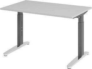 HAMMERBACHER VXB012 höhenverstellbarer Schreibtisch lichtgrau rechteckig, C-Fuß-Gestell grau 120,0 x 80,0 cm