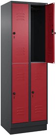 Thumbnail - CP Spind Classic PLUS rubinrot, schwarzgrau 080320-20 S10125, 4 Schließfächer 60,0 x 50,0 x 195,0 cm