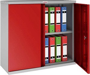 Thumbnail - phoenix Metallschrank SCL0891GRK grau, rot 1 Fachboden 91,5 x 37,0 x 83,0 cm, zerlegt, 1 St.
