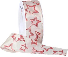 PRÄSENT Geschenkband Anchorage seidenmatt weiß/rot 40,0 mm x 20,0 m