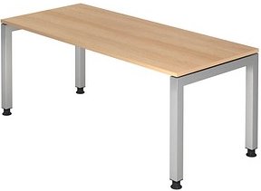 HAMMERBACHER JS19 höhenverstellbarer Schreibtisch eiche rechteckig, 4-Fuß-Gestell silber 180,0 x 80,0 cm