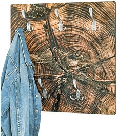 HAKU Möbel Wandgarderobe 17867 Motiv Holz 5 Haken 60,0 x 60,0 cm