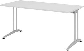 HAMMERBACHER BS16 Schreibtisch lichtgrau rechteckig, C-Fuß-Gestell silber 160,0 x 80,0 cm