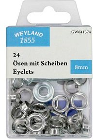 WEYLAND 1855 Ösen mit Scheiben 8,0 mm, 24 St.