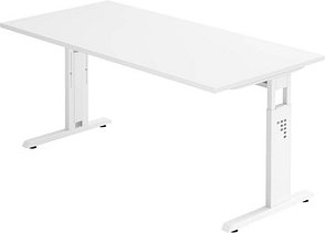 HAMMERBACHER OS 16 Gradeo höhenverstellbarer Schreibtisch weiß rechteckig, C-Fuß-Gestell weiß 160,0 x 80,0 cm