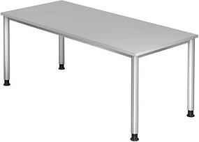 HAMMERBACHER Orbis höhenverstellbarer Schreibtisch lichtgrau rechteckig, 4-Fuß-Gestell silber 180,0 x 80,0 cm