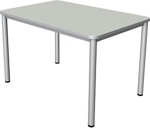 Thumbnail - Kerkmann Prime Schreibtisch lichtgrau rechteckig, 4-Fuß-Gestell silber 120,0 x 80,0 cm