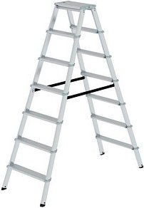 Thumbnail - MUNK Stehleiter beidseitig 11237 silber 2x 7 Stufen, H: 163,0 cm