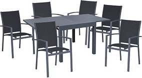 Garden Pleasure Sitzgruppe Elena, grau Kunststoff, Metall, 7-teilig