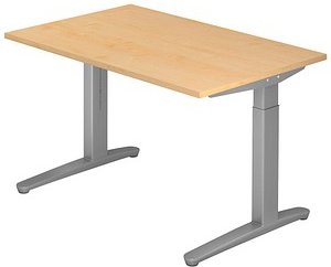 HAMMERBACHER VXB12 höhenverstellbarer Schreibtisch ahorn rechteckig, C-Fuß-Gestell silber 120,0 x 80,0 cm