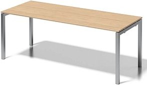 Thumbnail - BISLEY Cito Schreibtisch ahorn, silber rechteckig, 4-Fuß-Gestell silber 200,0 x 80,0 cm