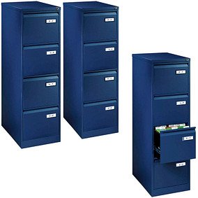 AKTION: BISLEY LIGHT Hängeregistraturschränke oxfordblau 4 Schubladen 41,3 x 62,2 x 132,1 cm