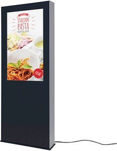 Thumbnail - Showdown® Displays Digitale Outdoor-Stele Infostele mit LED-Display, schwarz, 138,7 cm (54,6 Zoll)