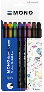 Tombow MONO Fineliner-Set farbsortiert 0,35 mm, 8 St.