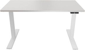 BISLEY E-WonderTech elektrisch höhenverstellbarer Schreibtisch lichtgrau rechteckig, T-Fuß-Gestell weiß 180,0 x 80,0 cm