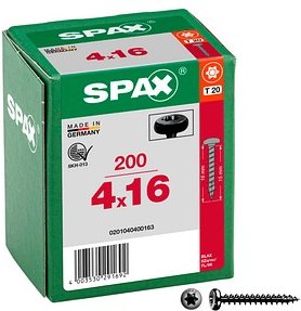 SPAX® Universalschrauben T20 Halbrundkopf BLAX 0201040400163 4 mm x 16 mm, 200 St.