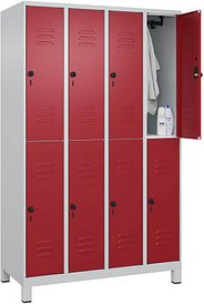 Thumbnail - CP Spind Classic Plus lichtgrau, rubinrot 080310-40 S10001, 8 Schließfächer 120,0 x 50,0 x 195,0 cm