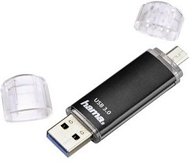 Thumbnail - hama USB-Stick Laeta Twin schwarz 64 GB, 1 St.