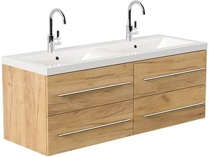 POSSEIK Waschbecken mit Unterschrank AURELION XL eiche gold 143,2 x 50,5 x 56,6 cm