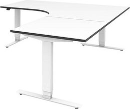Thumbnail - röhr Imperia elektrisch höhenverstellbarer Schreibtisch weiß fünfeckig, T-Fuß-Gestell weiß 180,0/200,0 x 80,0/200,0 cm