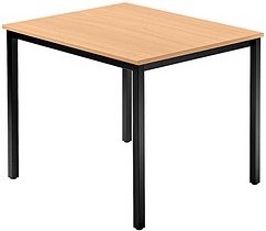 HAMMERBACHER Konferenztisch VDQ08 buche quadratisch, Vierkantrohr schwarz, 80,0 x 80,0 x 72,0 cm