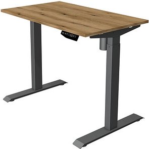 Thumbnail - Kerkmann Move 1 elektrisch höhenverstellbarer Schreibtisch eiche rechteckig, T-Fuß-Gestell grau 100,0 x 60,0 cm