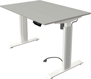 Thumbnail - Kerkmann Move 1 advance elektrisch höhenverstellbarer Schreibtisch lichtgrau rechteckig, T-Fuß-Gestell weiß 120,0 x 80,0...