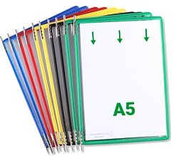 Thumbnail - tarifold Sichttafeln DIN A5 farbsortiert, Öffnung oben, 20 St.