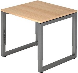 HAMMERBACHER RS08 höhenverstellbarer Schreibtisch eiche rechteckig, Kufen-Gestell grau 80,0 x 80,0 cm