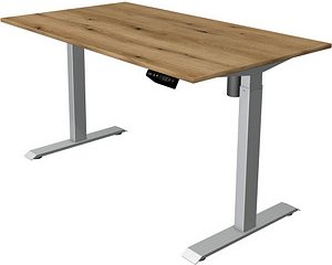 Thumbnail - Kerkmann Move 1 elektrisch höhenverstellbarer Schreibtisch eiche rechteckig, T-Fuß-Gestell silber 140,0 x 80,0 cm