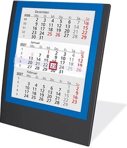 Tischkalender Einsteckkalender 2026/2027 schwarz/blau