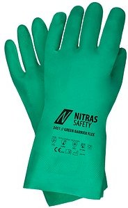 Thumbnail - NITRAS SAFETY unisex Chemikalienschutzhandschuh 3451 Green Barrier Flex grün Größe 8, 1 Paar