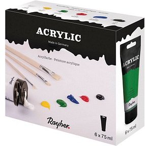 Rayher Acrylic-Set Acrylfarben farbsortiert 6 x 75,0 ml, 1 Pack